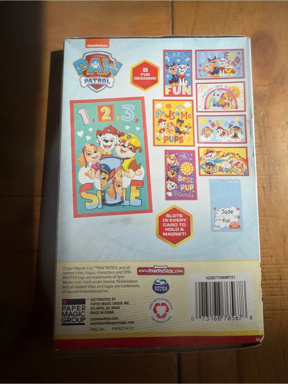 Paw Patrol paper Valentines Pack with magnets NEW IN BOX